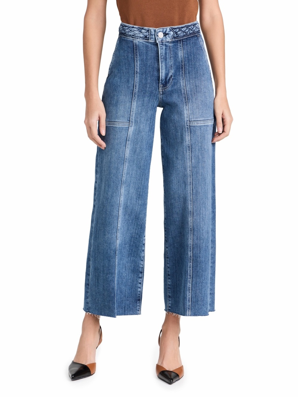 Frame Daphne Braided Wide Leg Crop Jeans